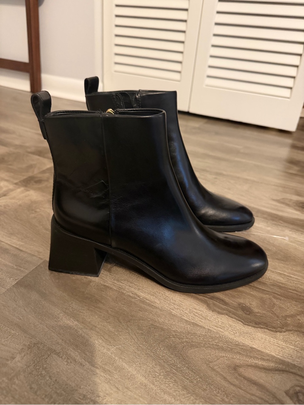 Tory Burch Black Leather Block Heel Ankle Boots